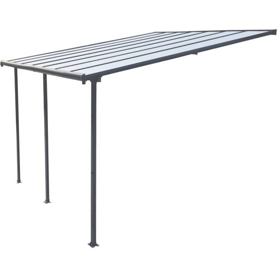 Pergola adossée aluminium anthracite 400x434 cm toit polycarbonate X-Metal kit ancrage inclus - Image 2