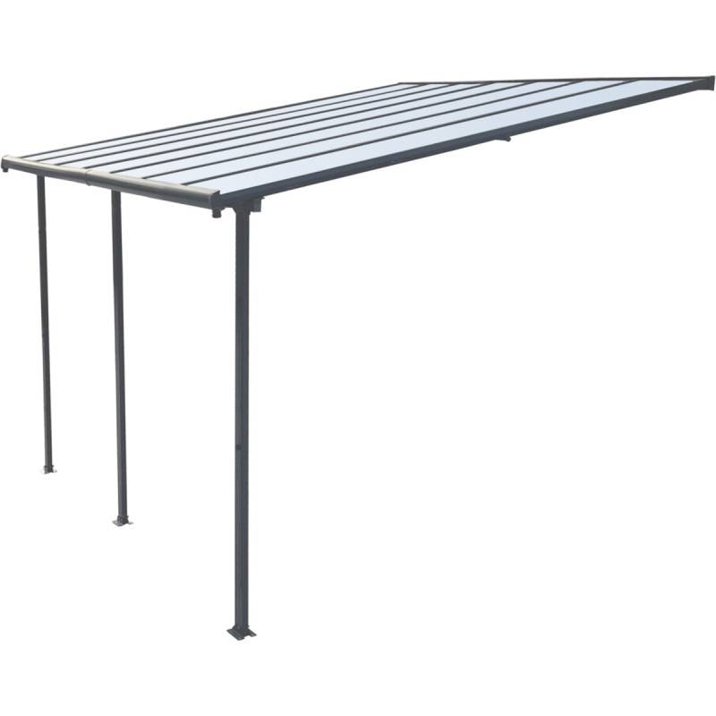 Pergola adossée aluminium anthracite 400x434 cm toit polycarbonate X-Metal kit ancrage inclus - Image 2