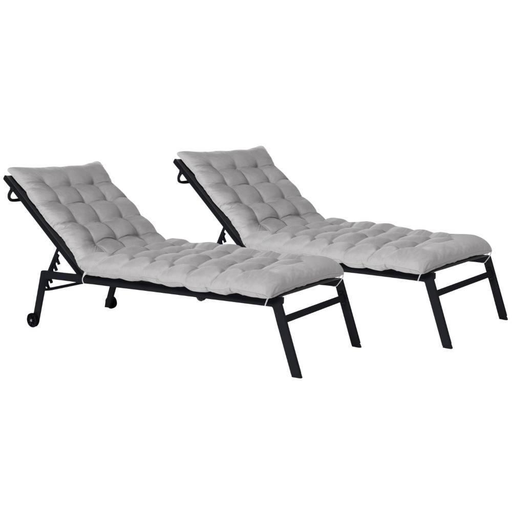 Terre Jardin - Coussin universel pour bain de soleil gris lot de 2 - TERRE JARDIN