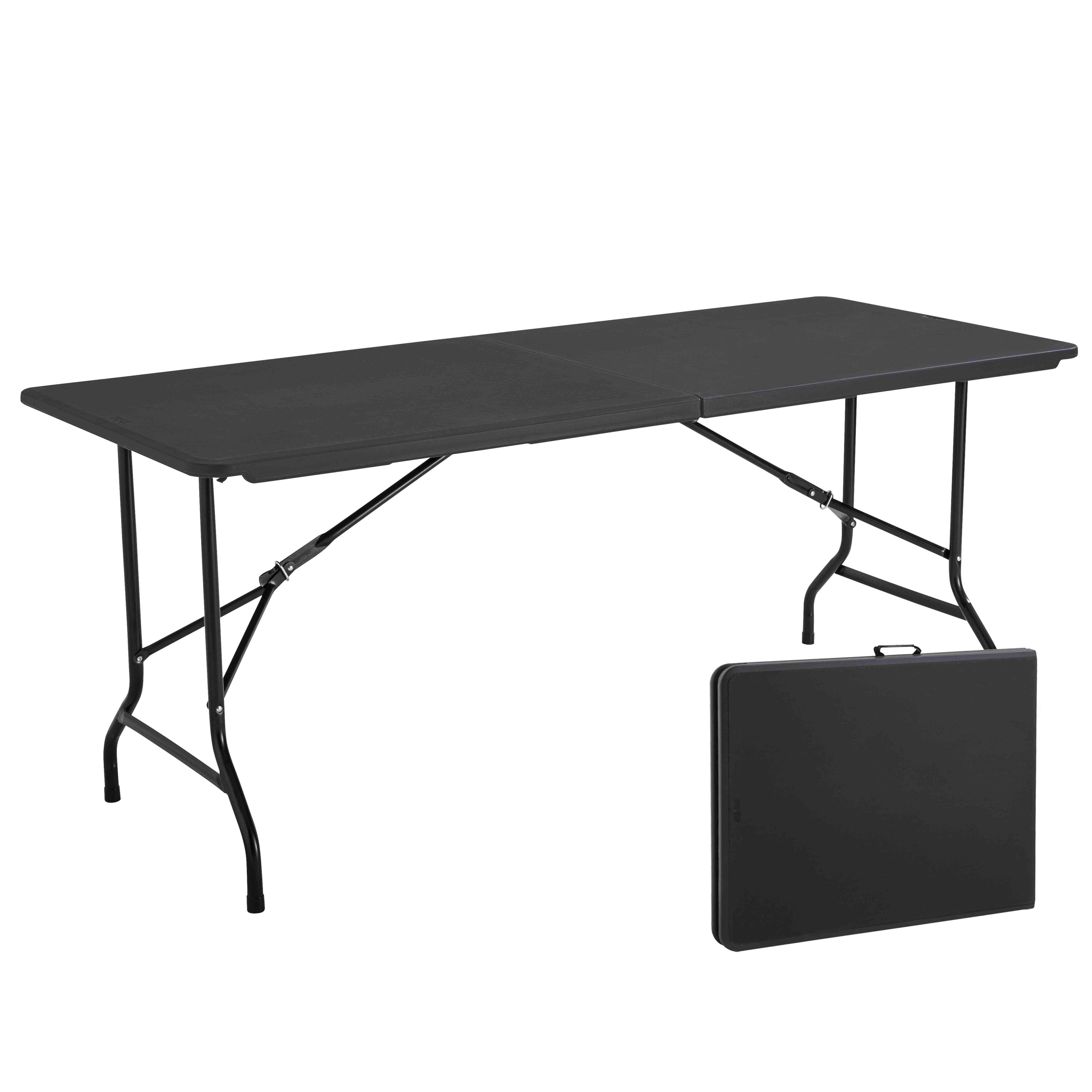 Oviala - 5 Tables pliantes de camping 8 places noire - 180cm x 74cm x 75cm REKKEM - Oviala - Image 1