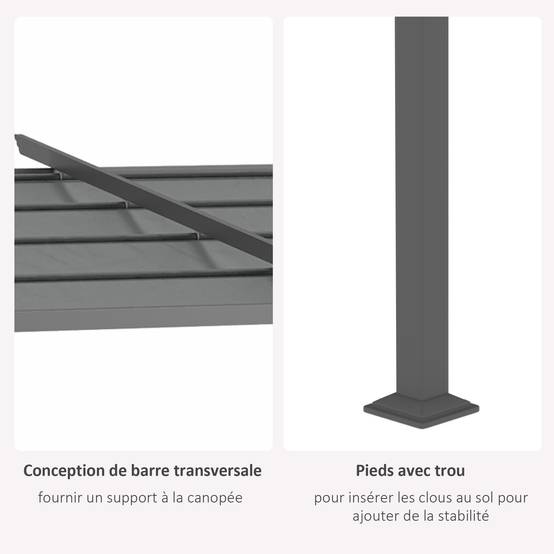 Pergola rétractable acier patio extérieur toile coulissante anti-UV 397x295cm gris - ComfortXL Outdoor Living - Image 8