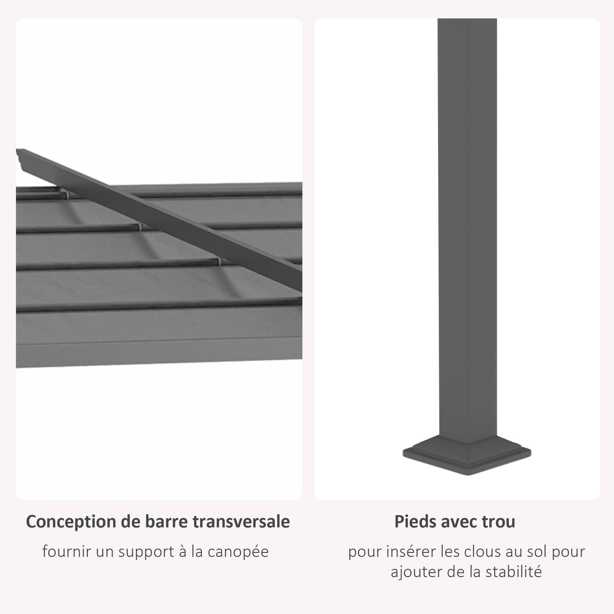 Pergola rétractable acier patio extérieur toile coulissante anti-UV 397x295cm gris - ComfortXL Outdoor Living - Image 8