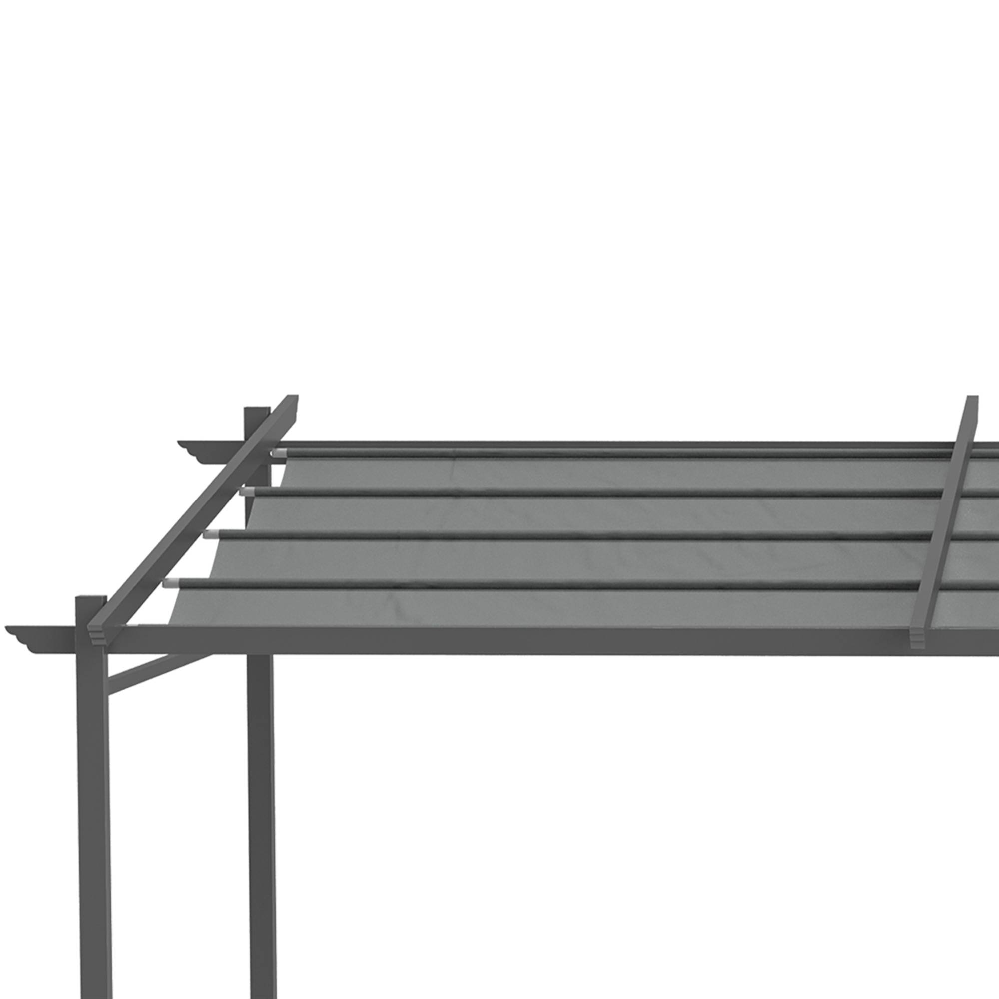 Pergola rétractable acier patio extérieur toile coulissante anti-UV 397x295cm gris - ComfortXL Outdoor Living - Image 10