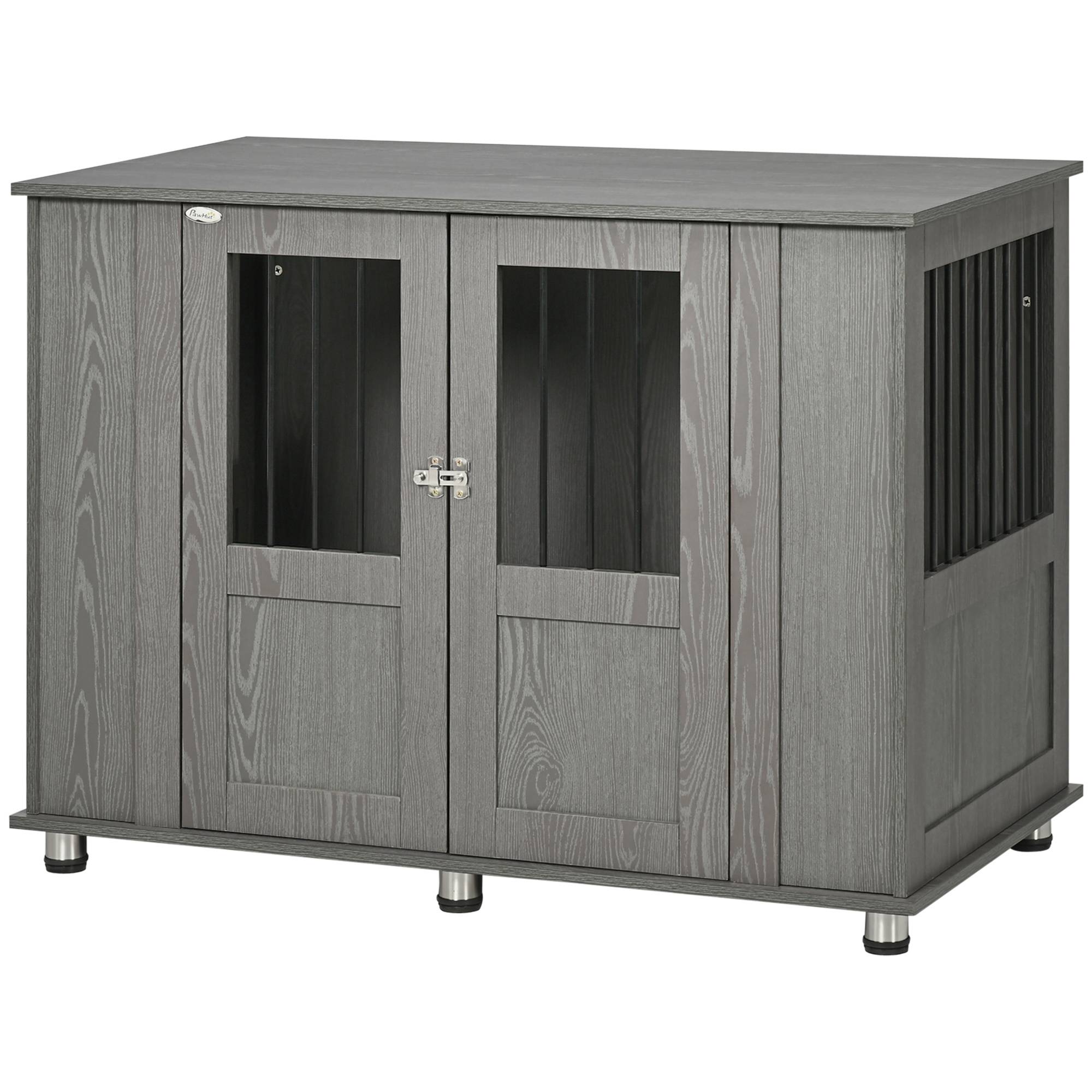 Cage pour chien 2 portes avec verrouillage,114x60x82cm gris - Image 2