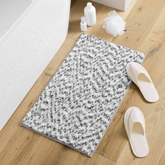 Tapis de Bain "Friza" 45x75cm Blanc & Gris - Image 5