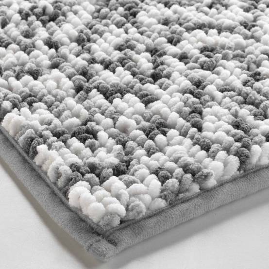 Tapis de Bain "Friza" 45x75cm Blanc & Gris - Image 3