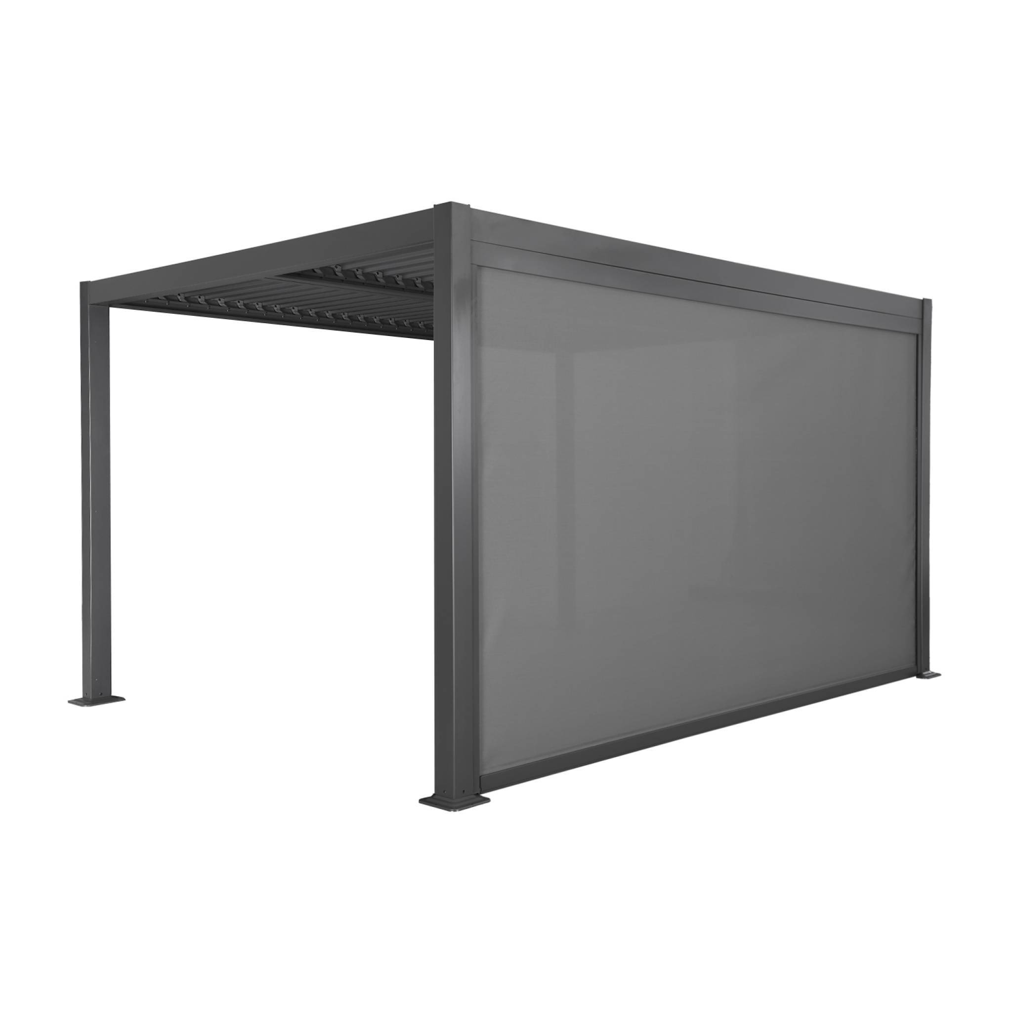 Pergola bioclimatique aluminium et acier 3x4m lames orientables + store 4m PALACE anthracite | sweeek - Image 2