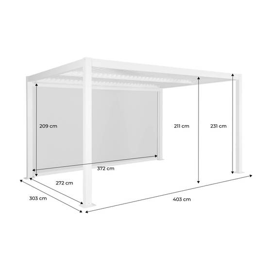 Pergola bioclimatique aluminium et acier 3x4m lames orientables + store 4m PALACE anthracite | sweeek - Image 3