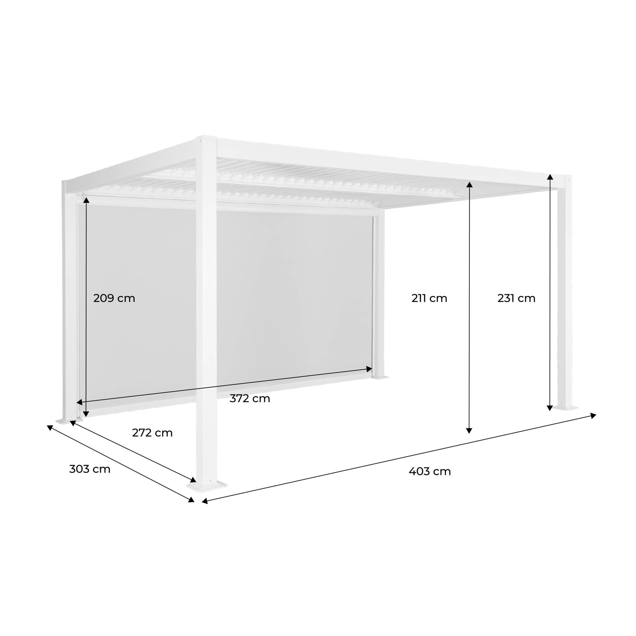 Pergola bioclimatique aluminium et acier 3x4m lames orientables + store 4m PALACE anthracite | sweeek - Image 3