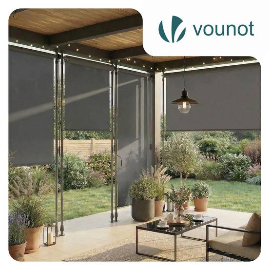 Store vertical sans percage extensible exterieur 100x310cm polyester gris - Image 7