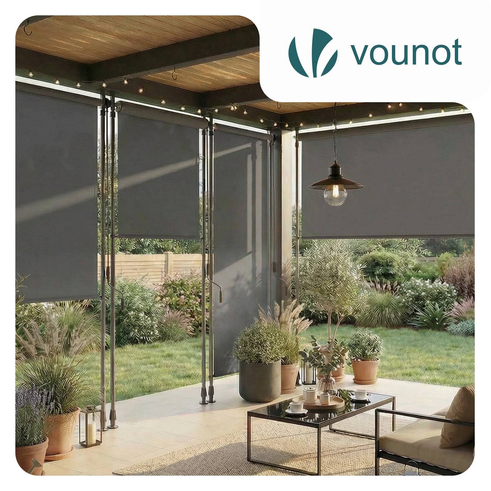 Store vertical sans percage extensible exterieur 100x310cm polyester gris - Image 7