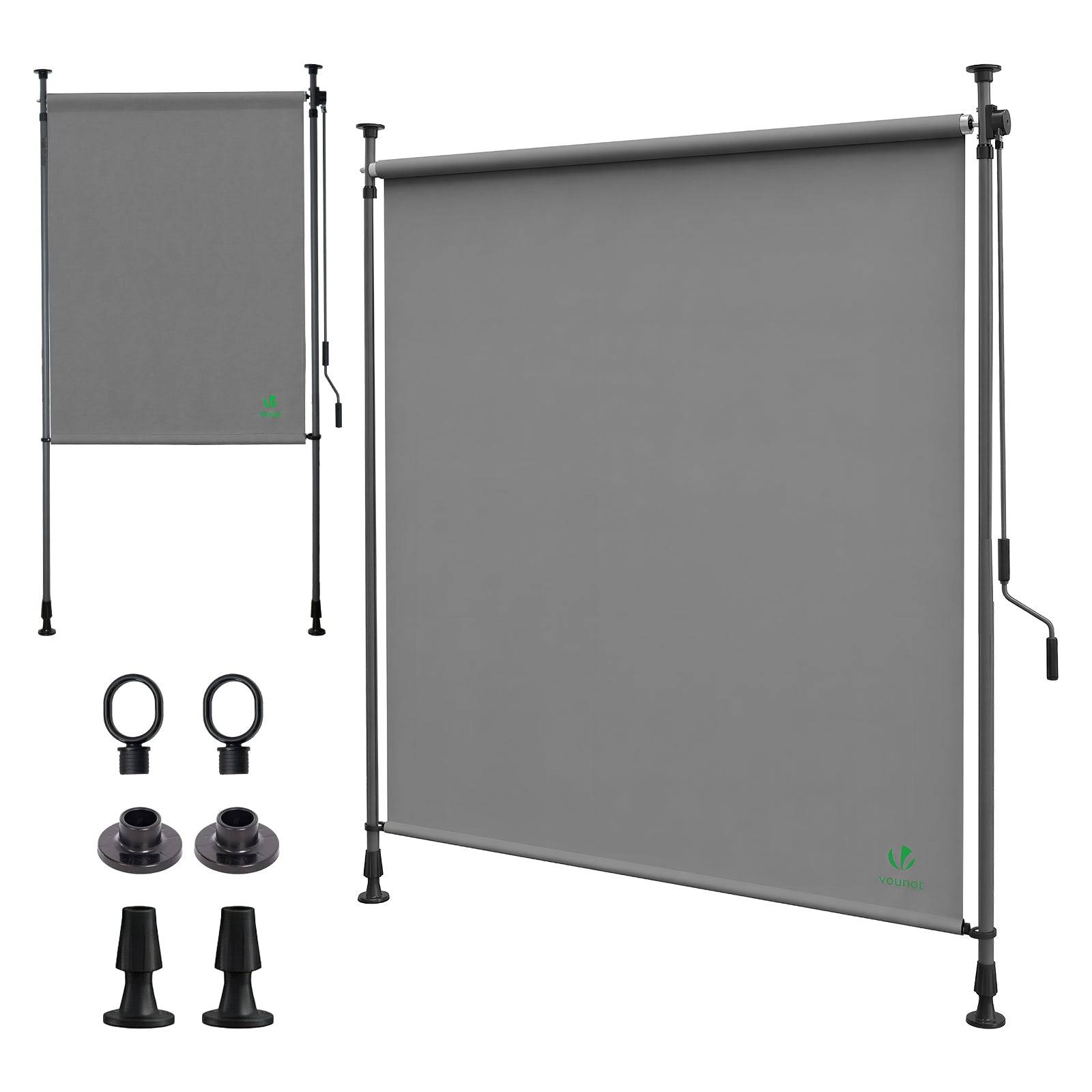 Store vertical sans percage extensible exterieur 100x310cm polyester gris - Image 1