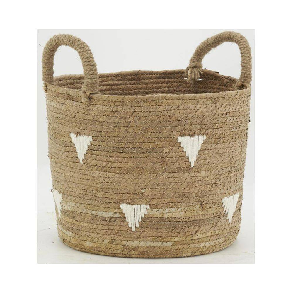 Aubry Gaspard - Cache-pots en abaca naturel et triangles blancs (lot de 3) - Image 3