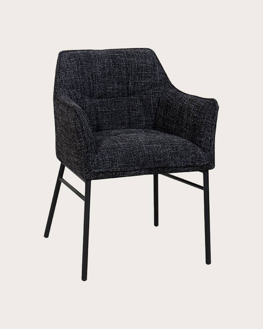 Chacha - Chaise en tissu Noir et pieds métal - UNIQKA - Image 3