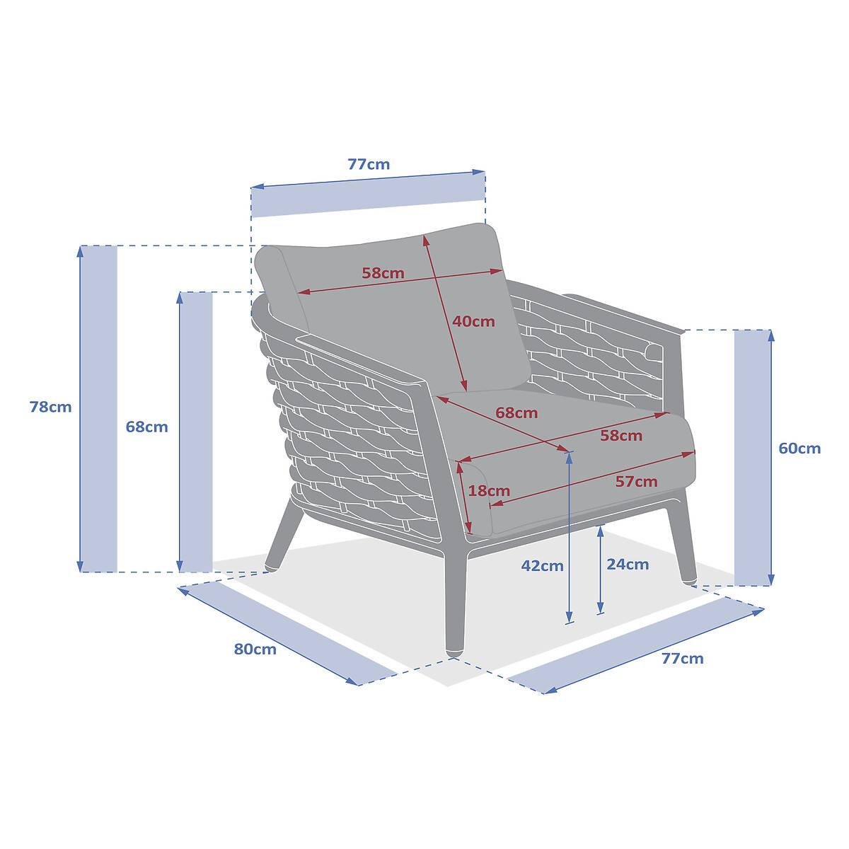 Hesperide - Fauteuil de salon de jardin "Yconia" argile aluminium et polyester Hespéride - Image 6