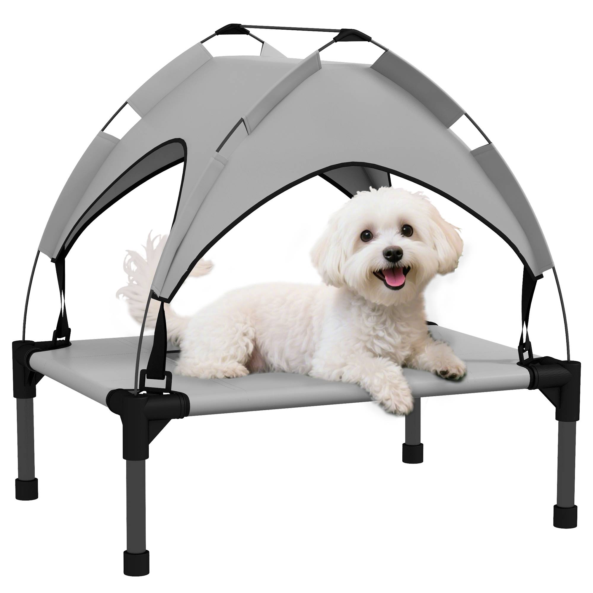 Lit pour chien avec toit acier gris clair 61 x 46 x 63 cm - PANGIVO - Image 1
