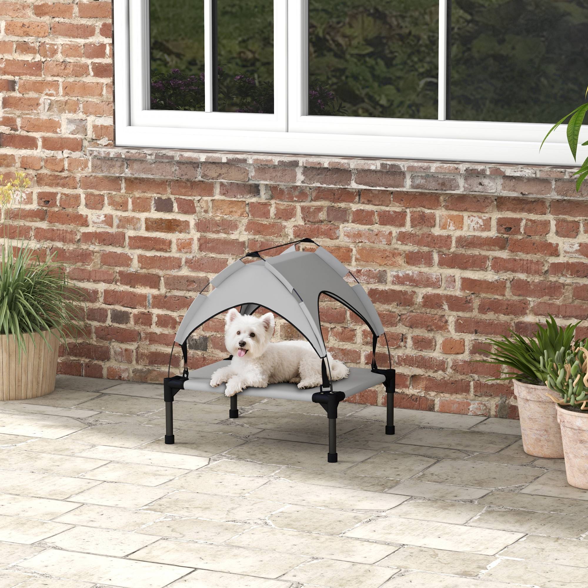 Lit pour chien avec toit acier gris clair 61 x 46 x 63 cm - PANGIVO - Image 3