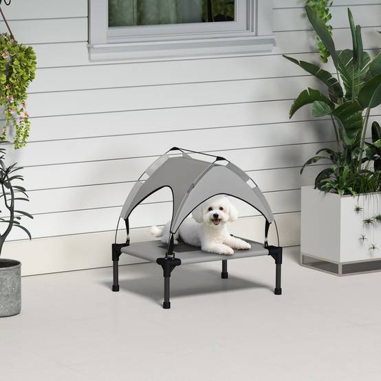 Lit pour chien avec toit acier gris clair 61 x 46 x 63 cm - PANGIVO - Image 4