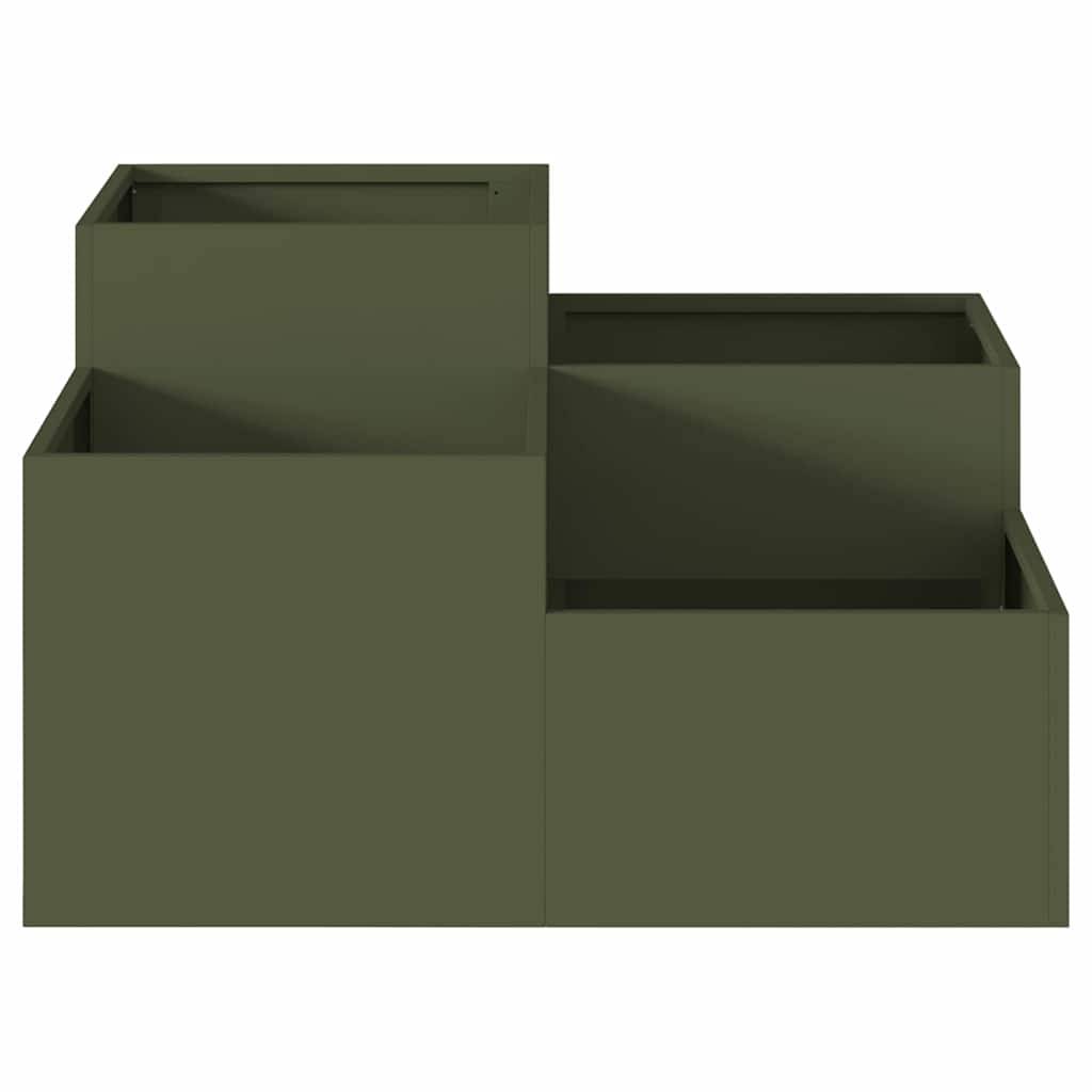 Maison Chic - Cache-pot, Pot De Fleurs Vert olive 80 x 80 x 48 cm Acier g434 - Image 6