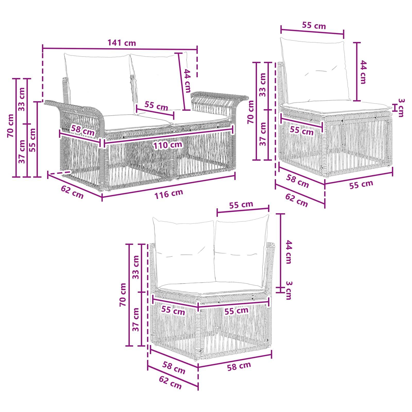 Vidaxl - Ensemble de canapé de jardin 4 pcs-Salons de jardin 4 place Gris polyrotin 151913 - Image 8