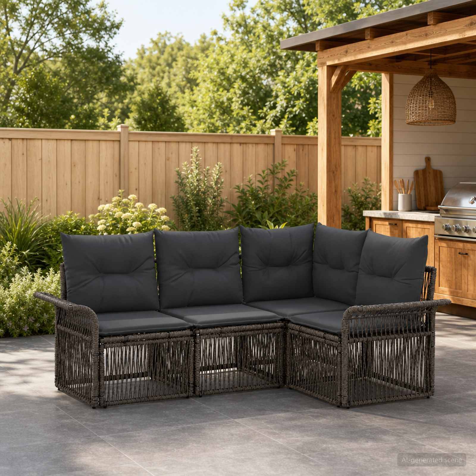 Vidaxl - Ensemble de canapé de jardin 4 pcs-Salons de jardin 4 place Gris polyrotin 151913 - Image 1