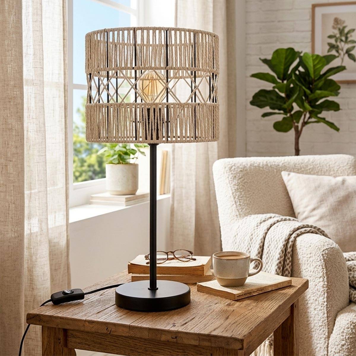 Atmosphera - Lampe à Poser Design "Cosy" 47cm Noir & Beige - Image 4