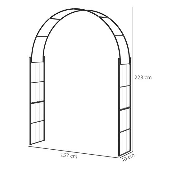 Arche de jardin en métal plantes grimpantes support décoratif 157x40x223cm noir - ComfortXL Outdoor Living - Image 5