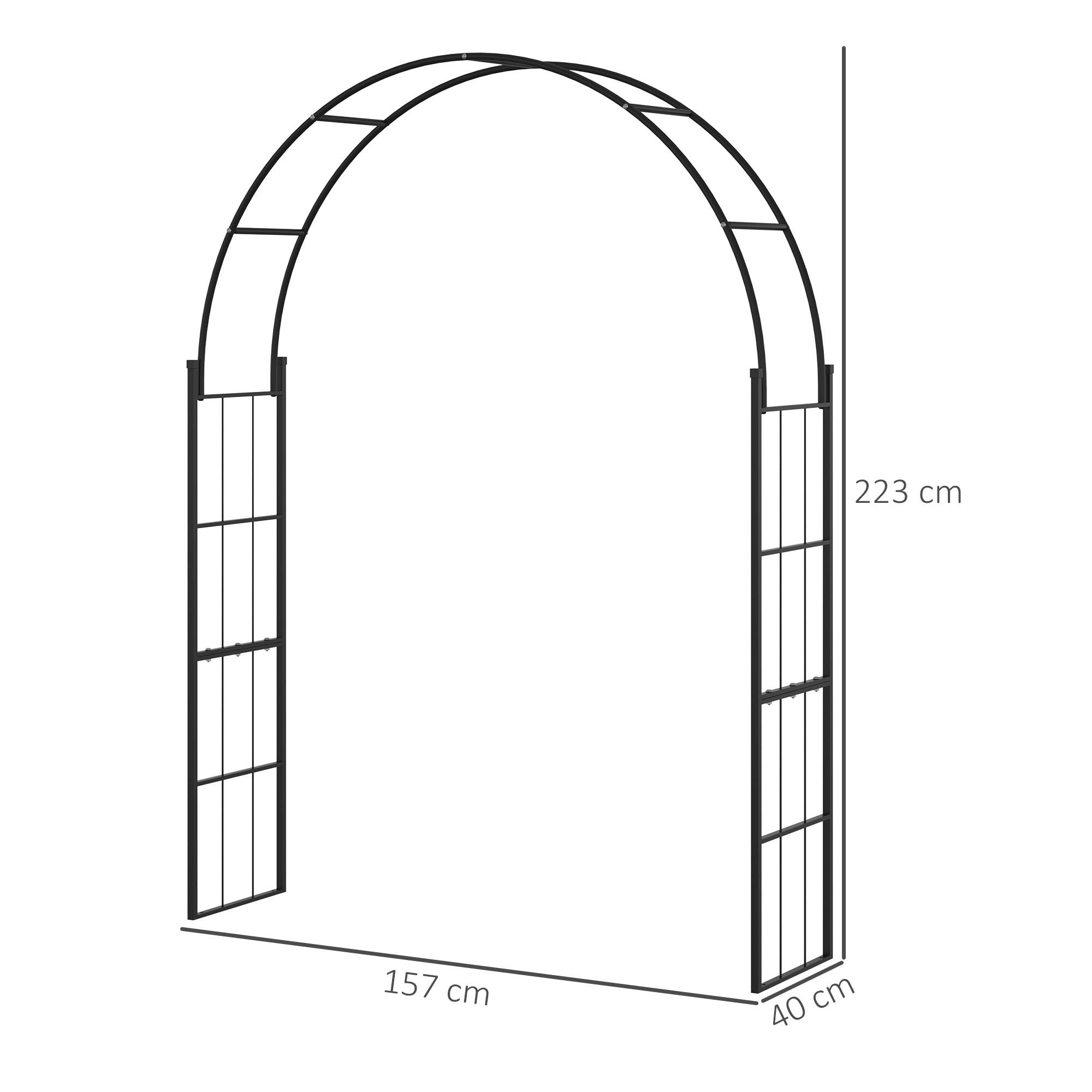 Arche de jardin en métal plantes grimpantes support décoratif 157x40x223cm noir - ComfortXL Outdoor Living - Image 5