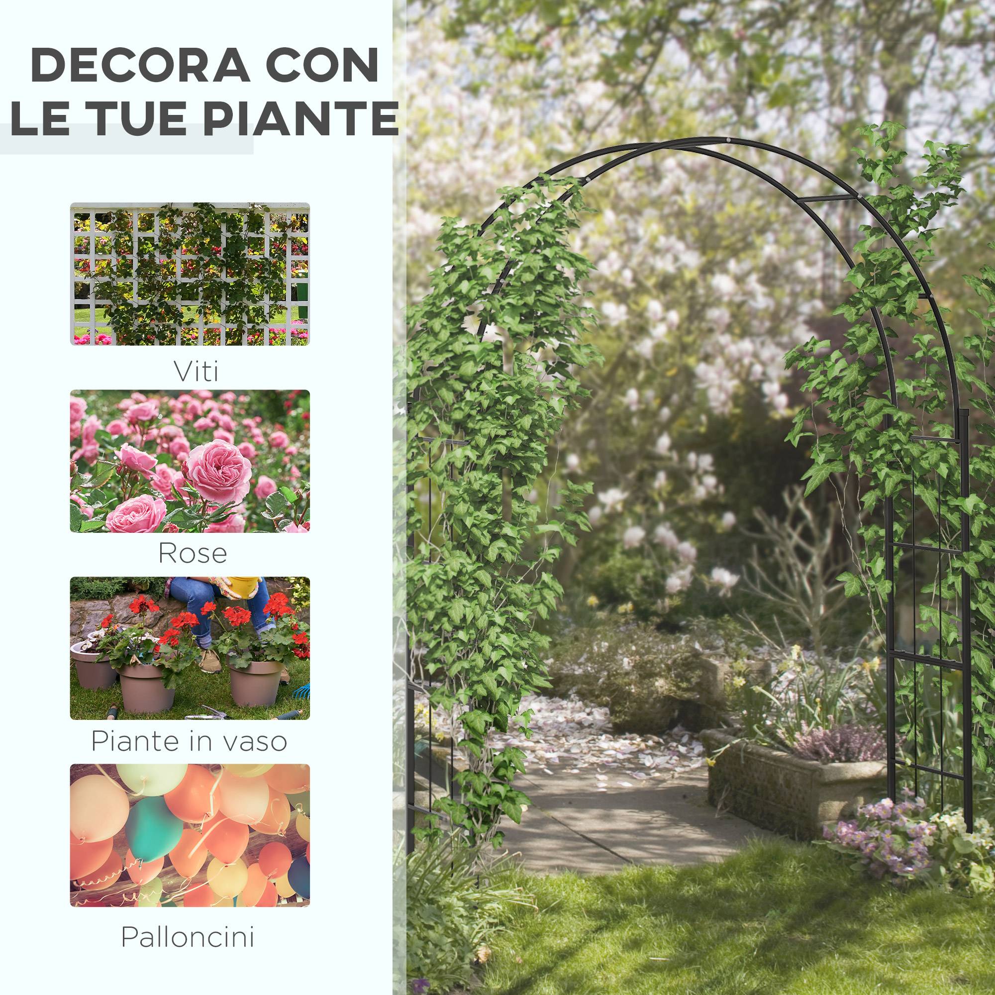 Arche de jardin en métal plantes grimpantes support décoratif 157x40x223cm noir - ComfortXL Outdoor Living - Image 6