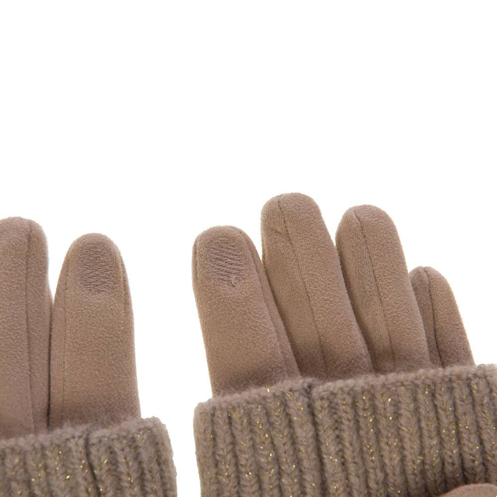 Amadeus - Gants en tricot et suédine taupe - Image 3
