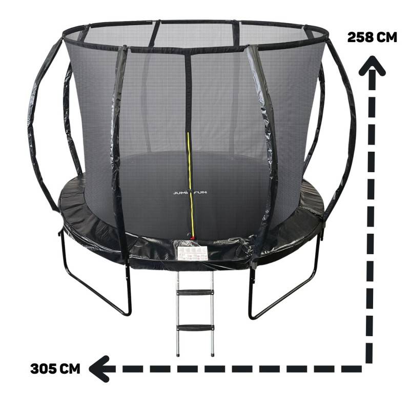 Trampoline 10Ft ø 305cm noire avec Echelle, Protection et Filet de sécurité JUMP4FUN - Image 4
