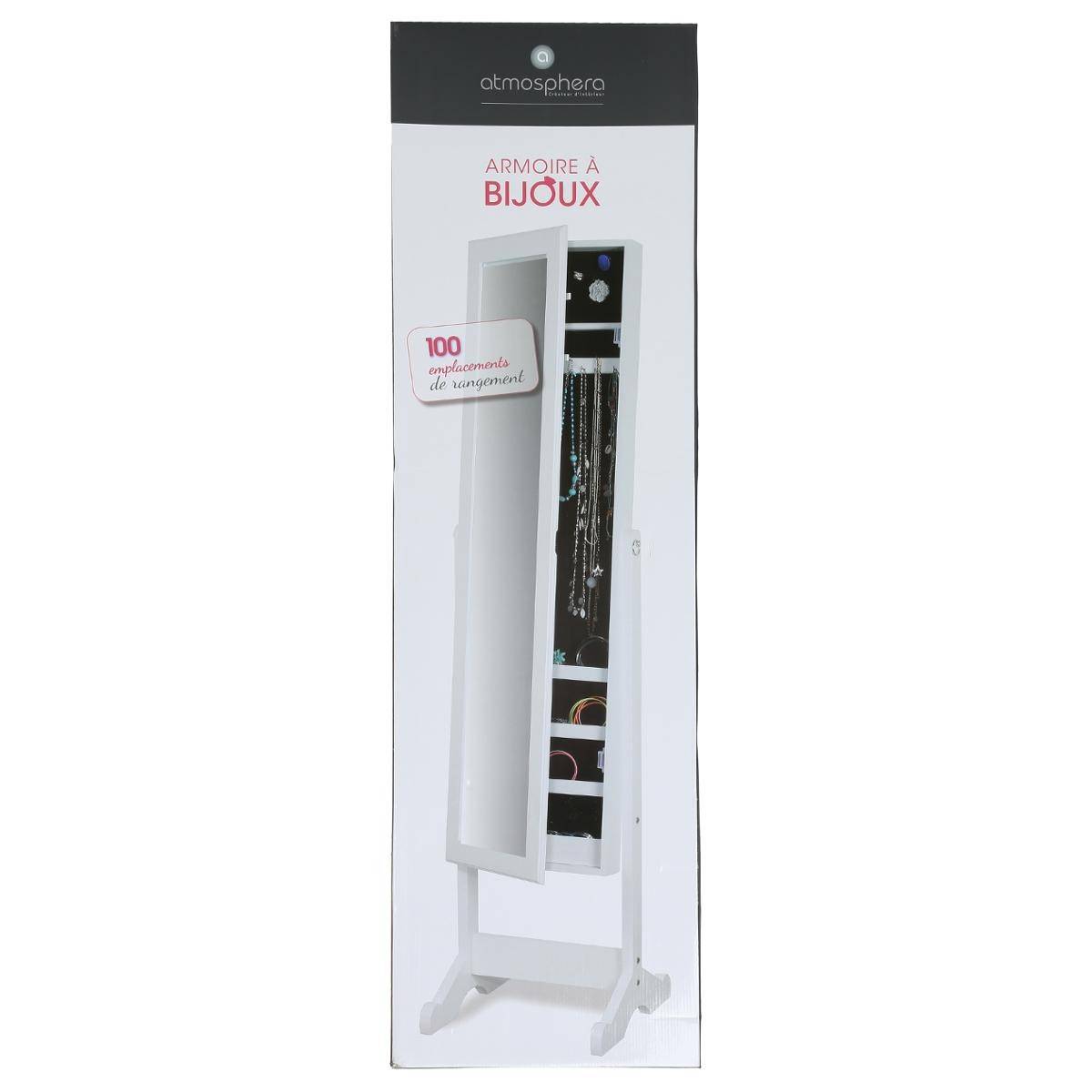 Miroir armoire à bijoux 145cm blanc Atmosphera - Image 5