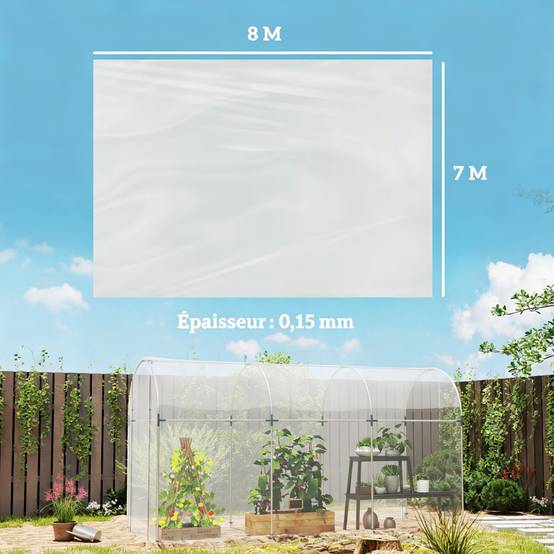 Film de serre extérieur de 7x8m, bache de jardin étanche avec protection contre les UV - Image 3