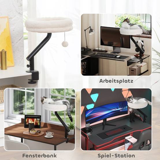 Lit Chat Bureau Pivotant 360° Hamac Suspendu Réglable Doux Blanc Crème - ComfortXL Outdoor Living - Image 6