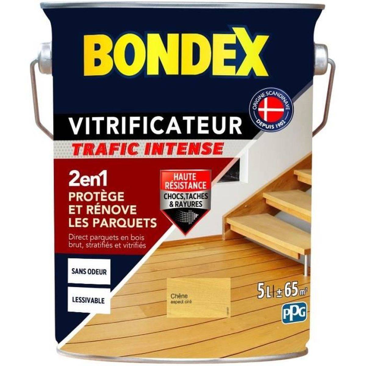 Bondex - Vitrificateur trafic intense chêne cire satin 2 en 1 acrylique 5 L - BONDEX