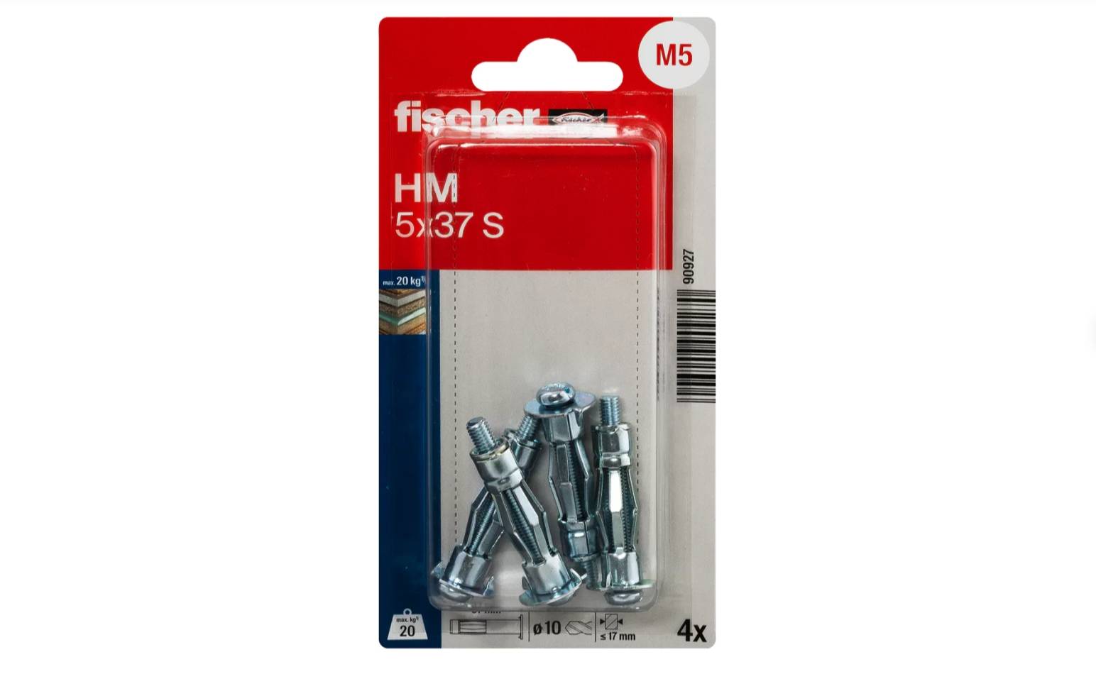 Fischer - Chevilles métalliques à expansion HM 5 x 37 S avec vis - FISCHER - 90927