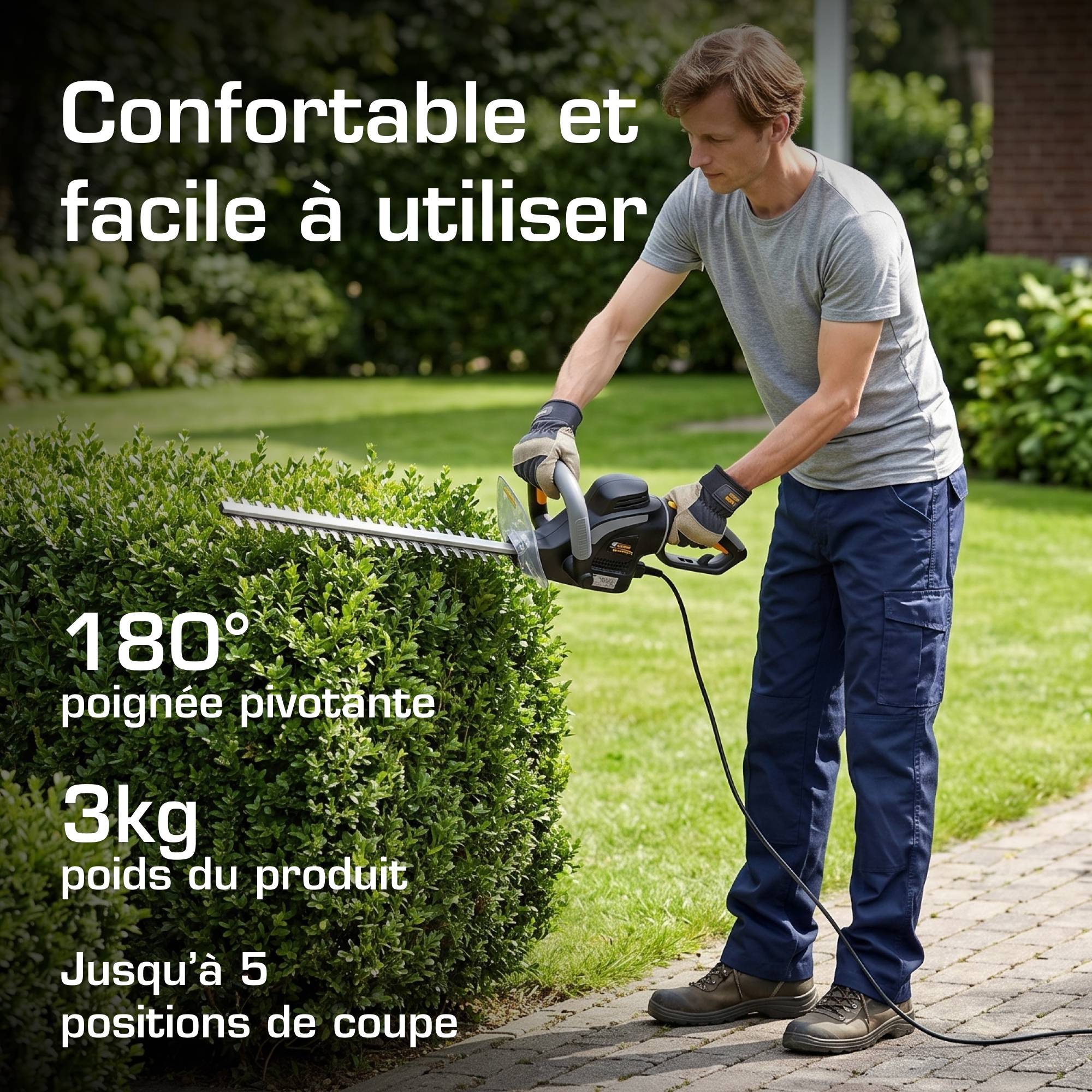 Alpina - Taille-haie électrique AHT 500 E (500W), lame double 50 cm, écartement dents 22 mm - Alpina - Image 3