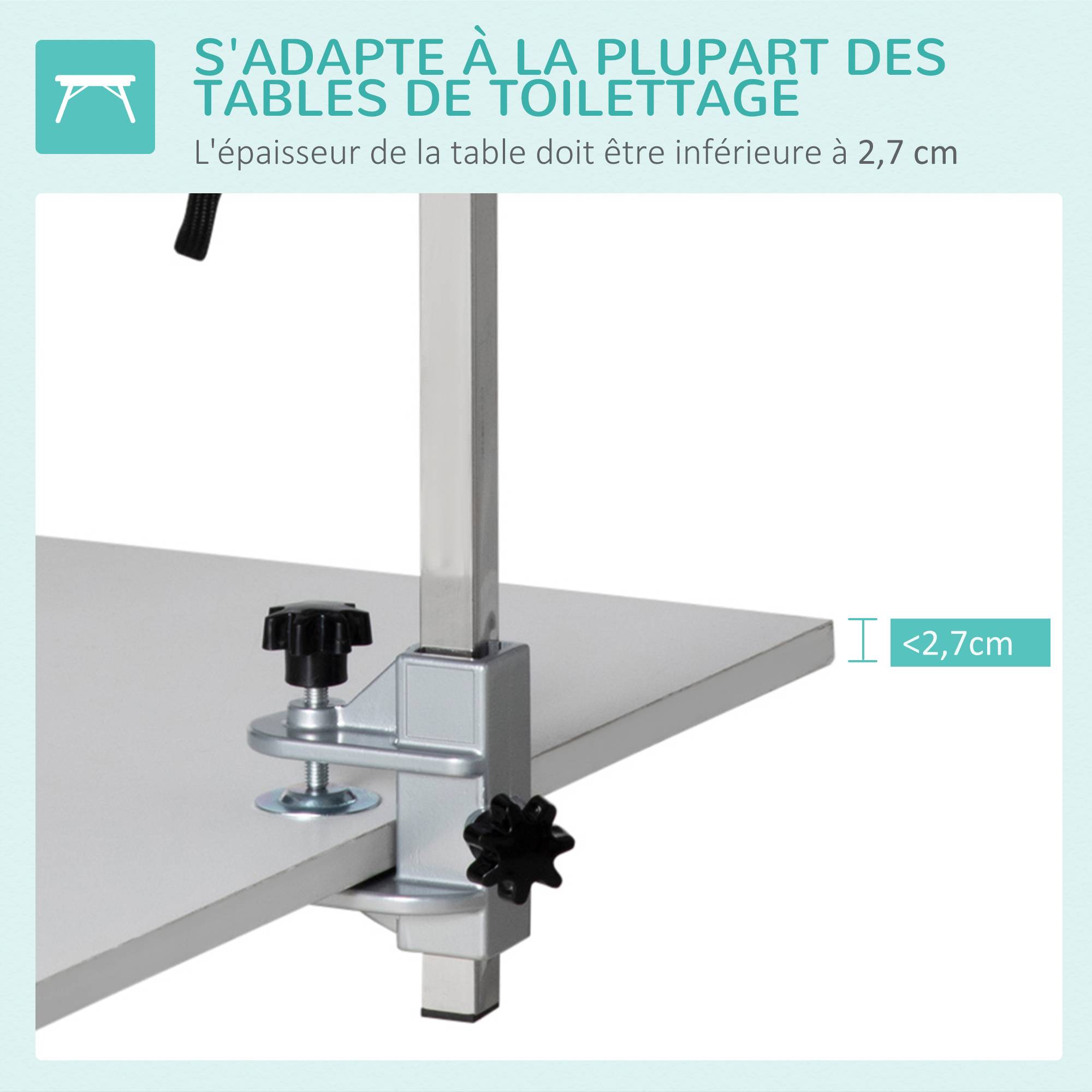 ComfortXL - Bras de toilettage chien aluminium réglable 74 cm pour table chiens petits et moyens pliable - ComfortXL Outdoor Living - Image 7