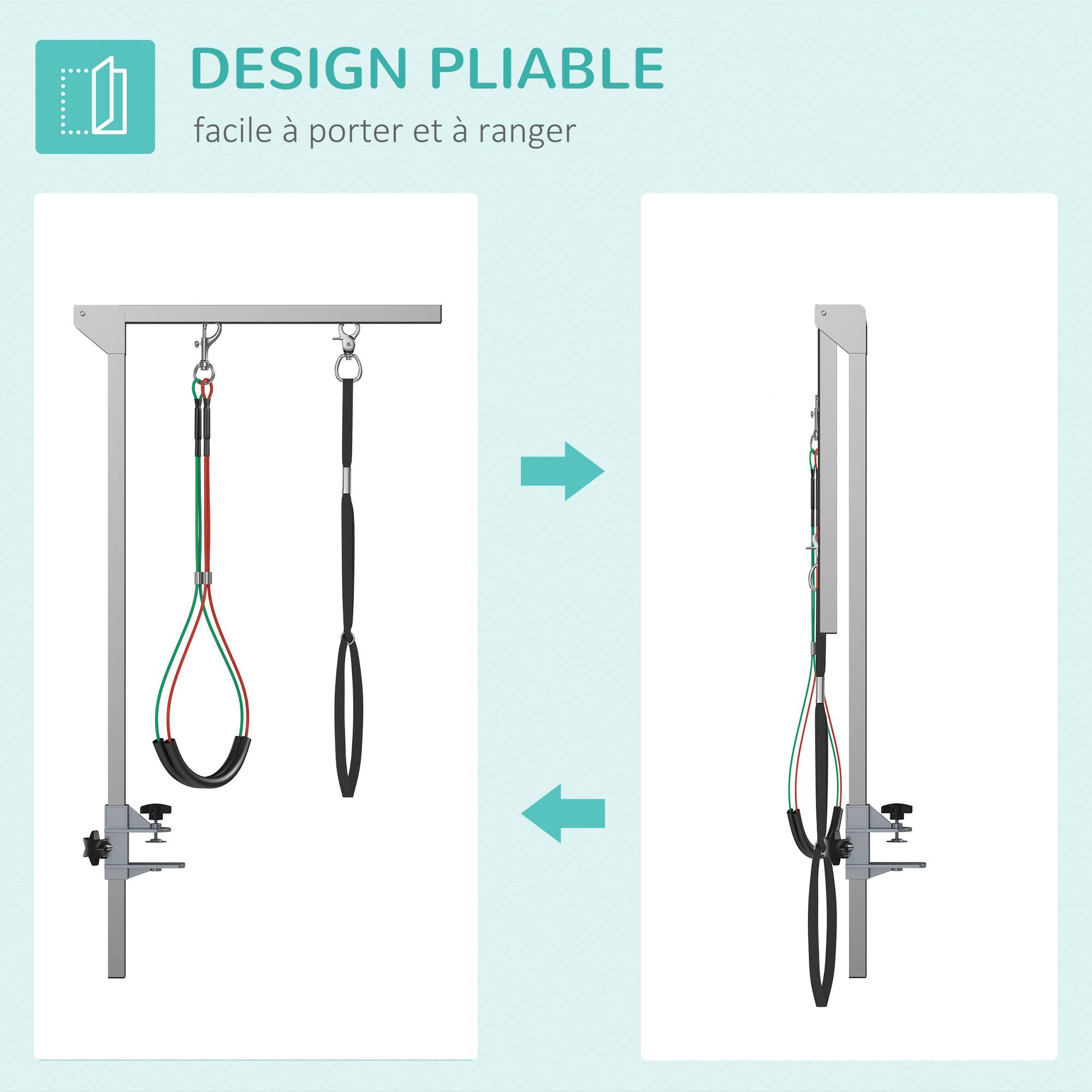 ComfortXL - Bras de toilettage chien aluminium réglable 74 cm pour table chiens petits et moyens pliable - ComfortXL Outdoor Living - Image 5