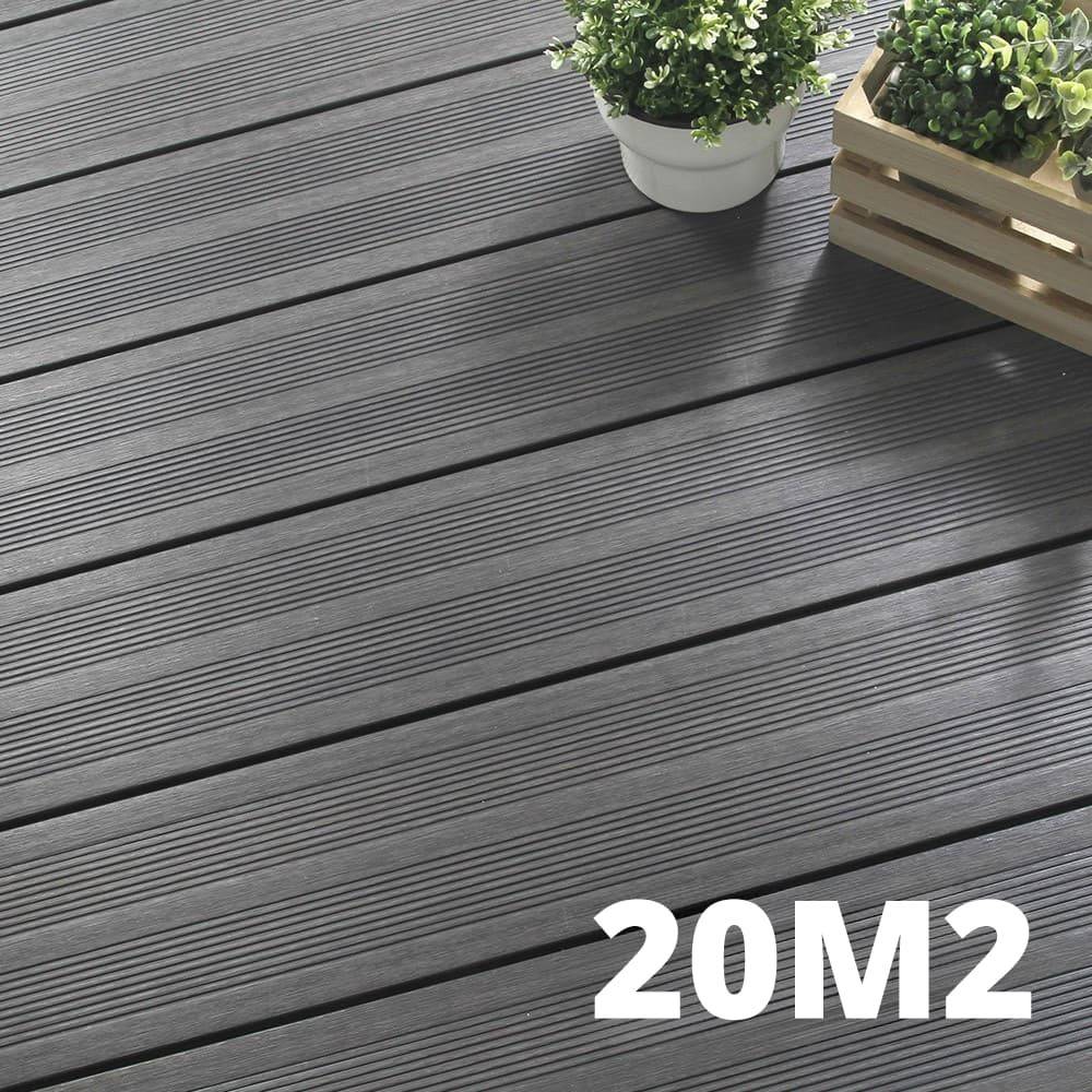 Kit Terrasse ATLANTA 20m² - 61 Lames de Terrasse (220 x 14.5 x 2.25 cm) - Platinium - Garantie 15 ans - Fixation par Clips - Image 1