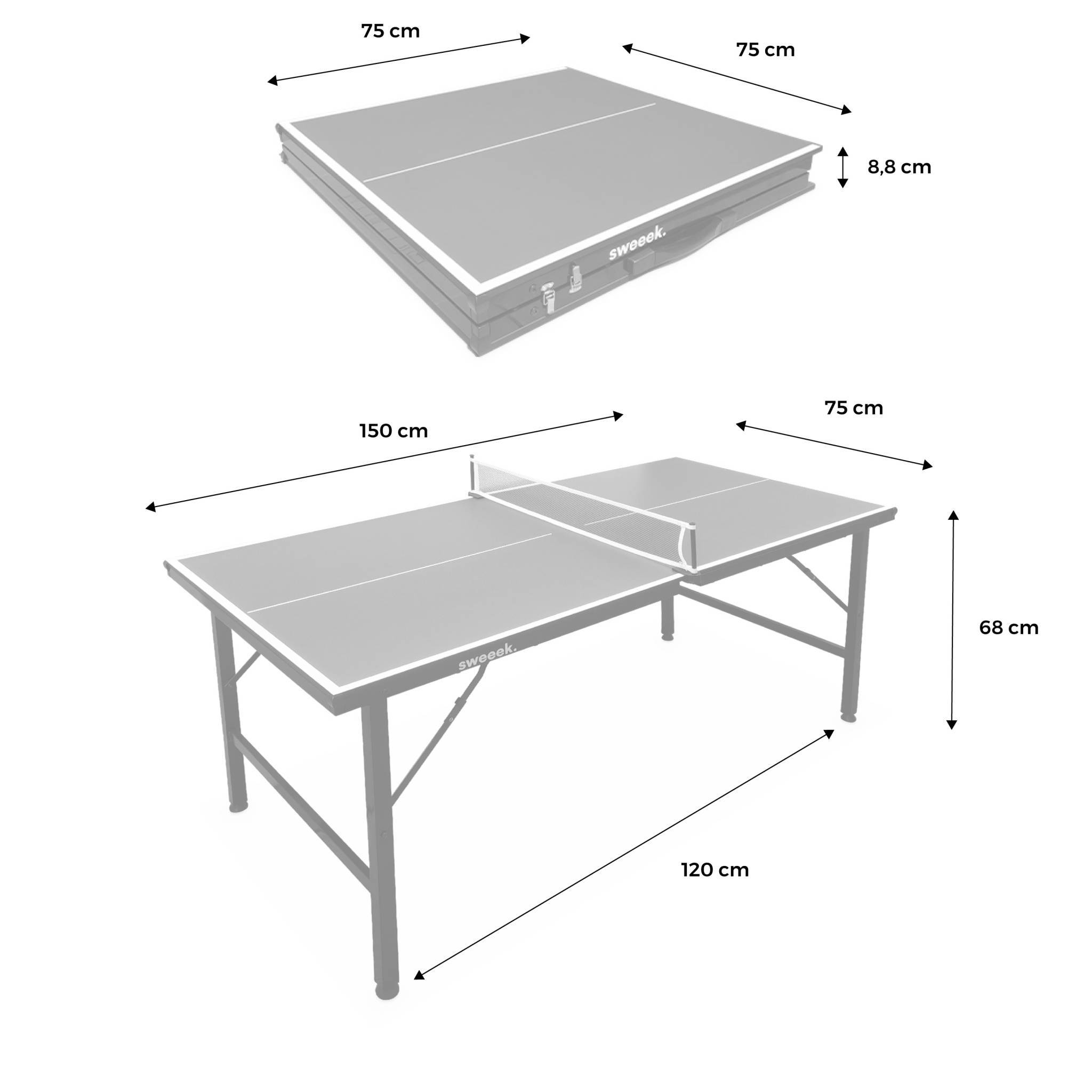 sweeek - Mini table de ping pong 150x75cm - table pliable INDOOR bleue. avec 2 raquettes et 3 balles. valise de jeu pour utilisation intérieure. sport | sweeek - Image 4