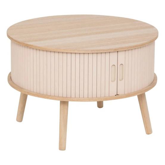 Table basse rond D60 portes coulissantes beige Atmosphera - Image 1