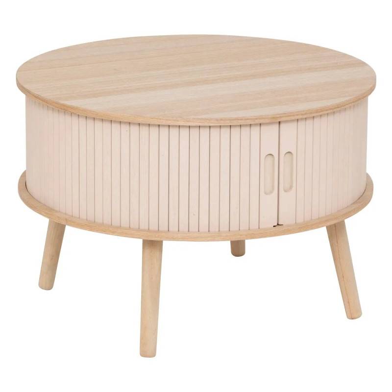 Table basse rond D60 portes coulissantes beige Atmosphera - Image 1