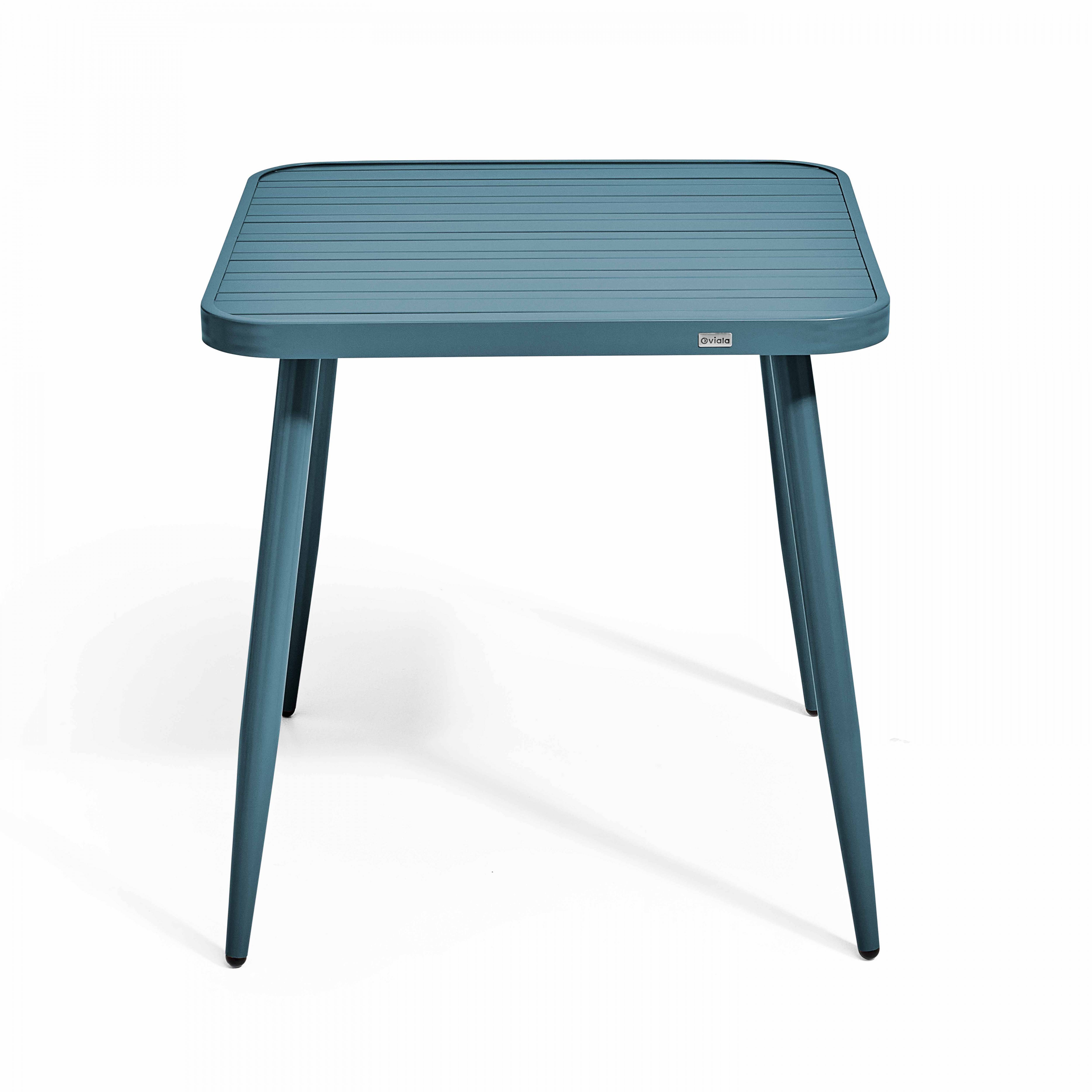 Oviala - Table de jardin carrée en aluminium bleu canard Bristol - Oviala - Image 2