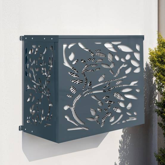 Cache climatiseur en métal gris anthracite LIS protection unité extérieur 95 x 50 x 80 cm - Image 1