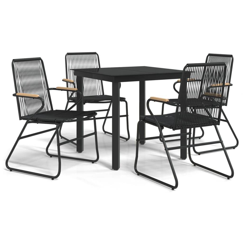 ComfortXL - Salon de Jardin 4P Rotin PVC Accoudoirs Bois pour Terrasse Noir – ComfortXL Outdoor Living - Image 2