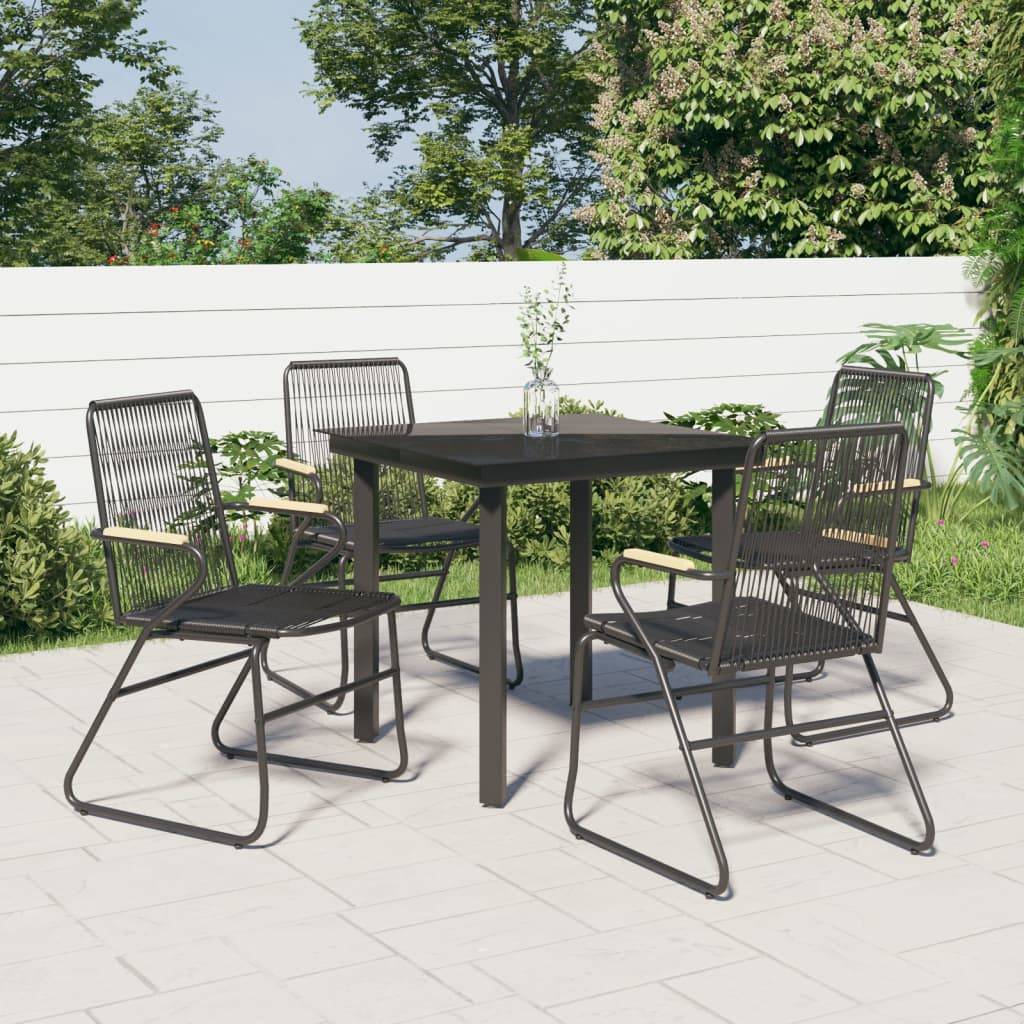 ComfortXL - Salon de Jardin 4P Rotin PVC Accoudoirs Bois pour Terrasse Noir – ComfortXL Outdoor Living - Image 1