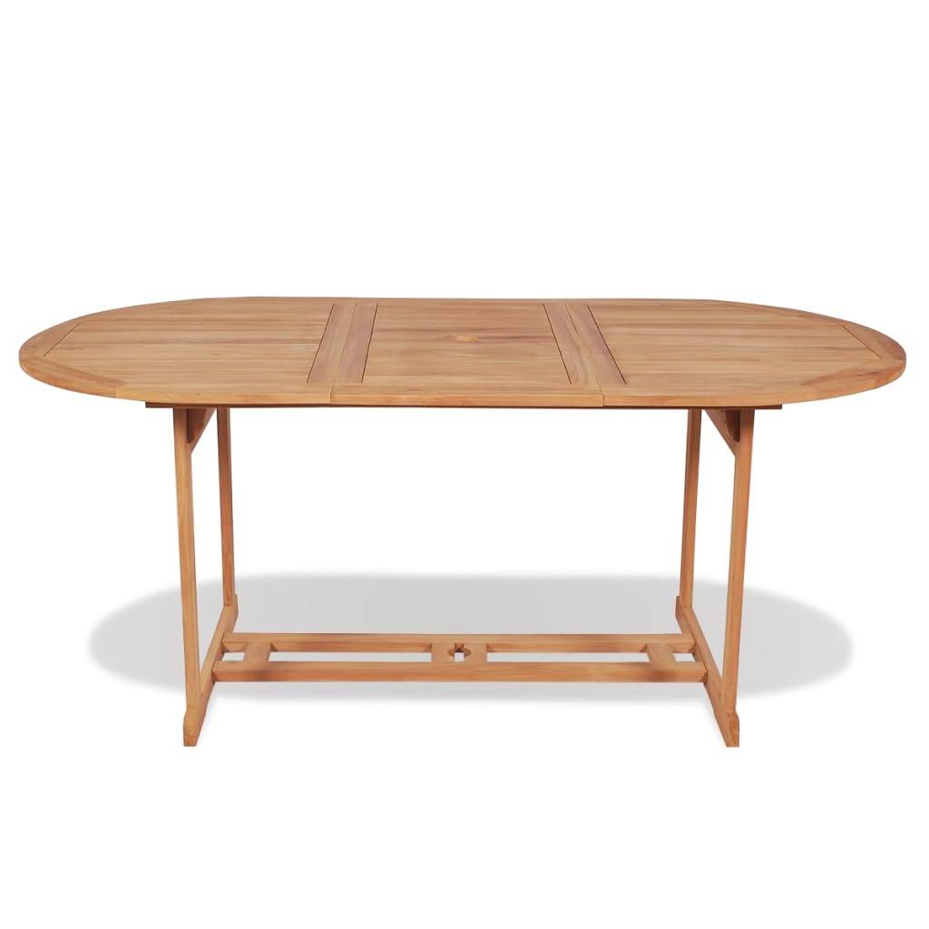 Table de Jardin Rectangulaire 180x90 cm en Teck Massif Naturel, avec Trou pour Parasol, Finition Ponçage Fin – ComfortXL Outdoor Living - Image 2