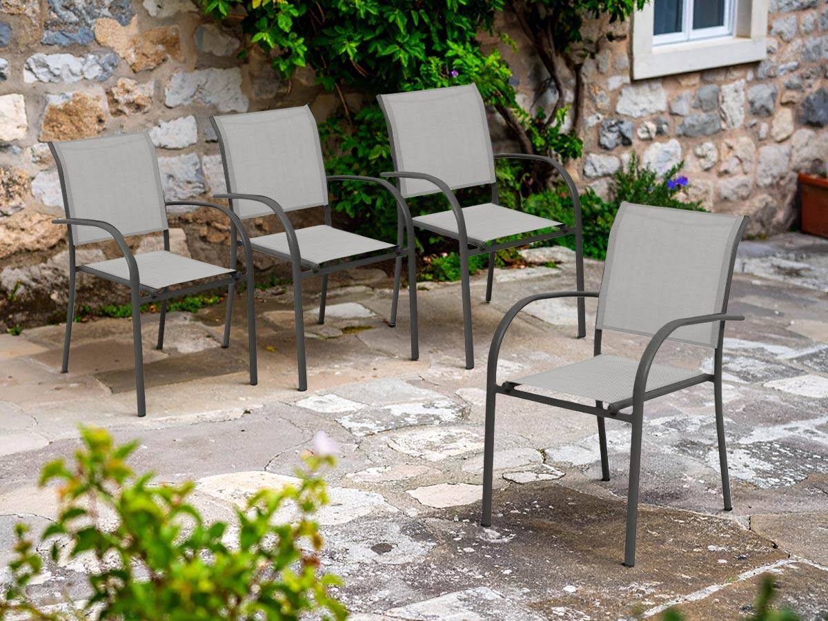 Hesperide - Lot de 4 fauteuils de jardin en texaline Piazza Noisette/Tonka - Image 2