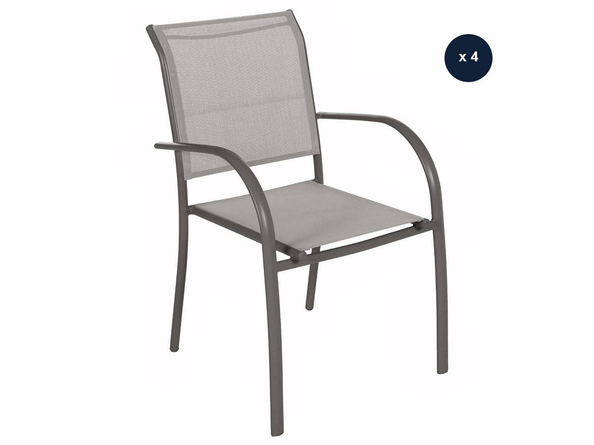 Hesperide - Lot de 4 fauteuils de jardin en texaline Piazza Noisette/Tonka - Image 1